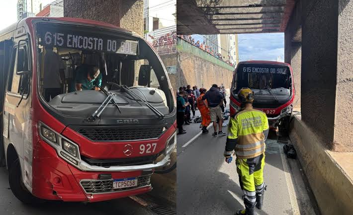 Motorista sofre infarto e ônibus atinge oito veículos em Juiz de Fora
